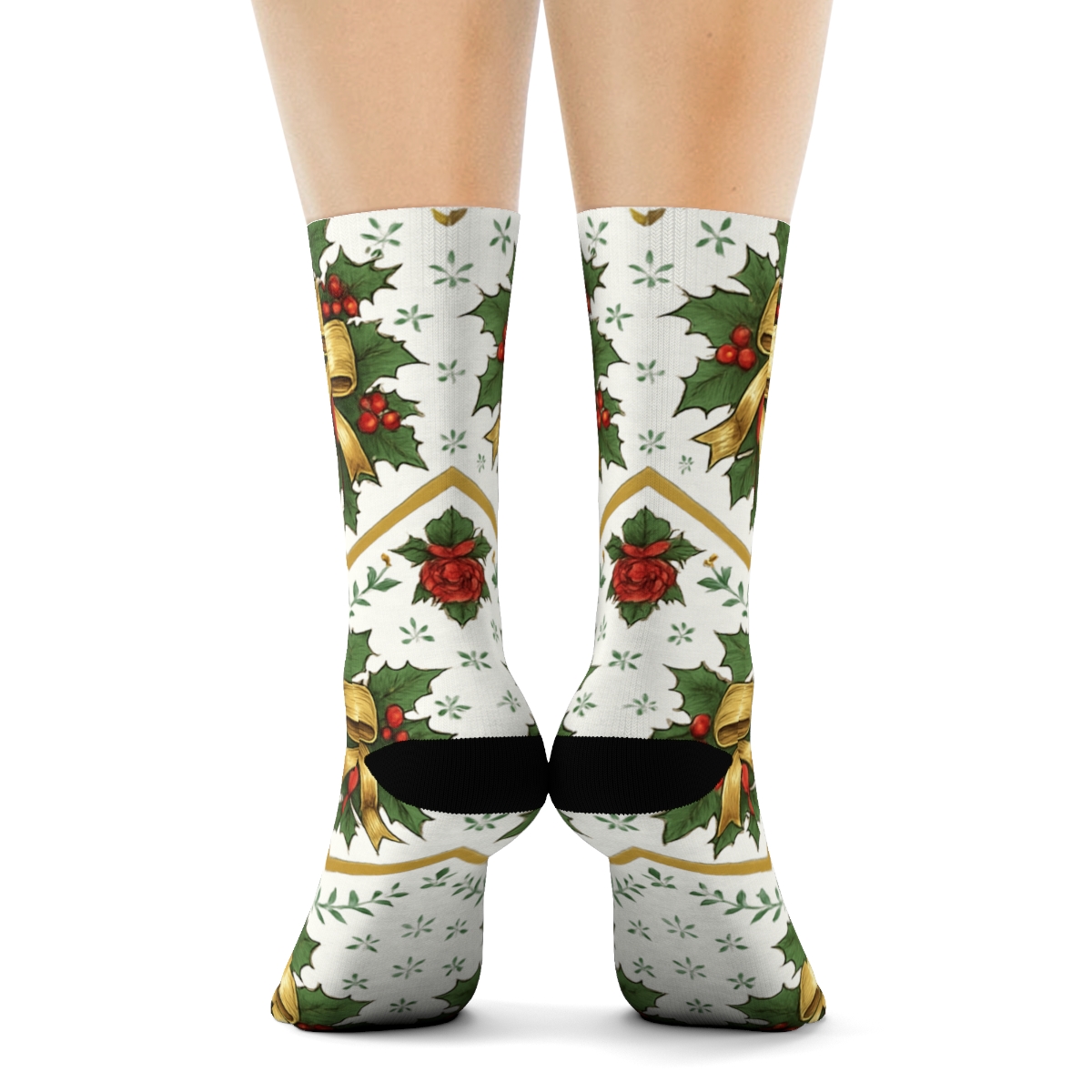 White Ornament Rose Garland Chevron unique graphic crew socks