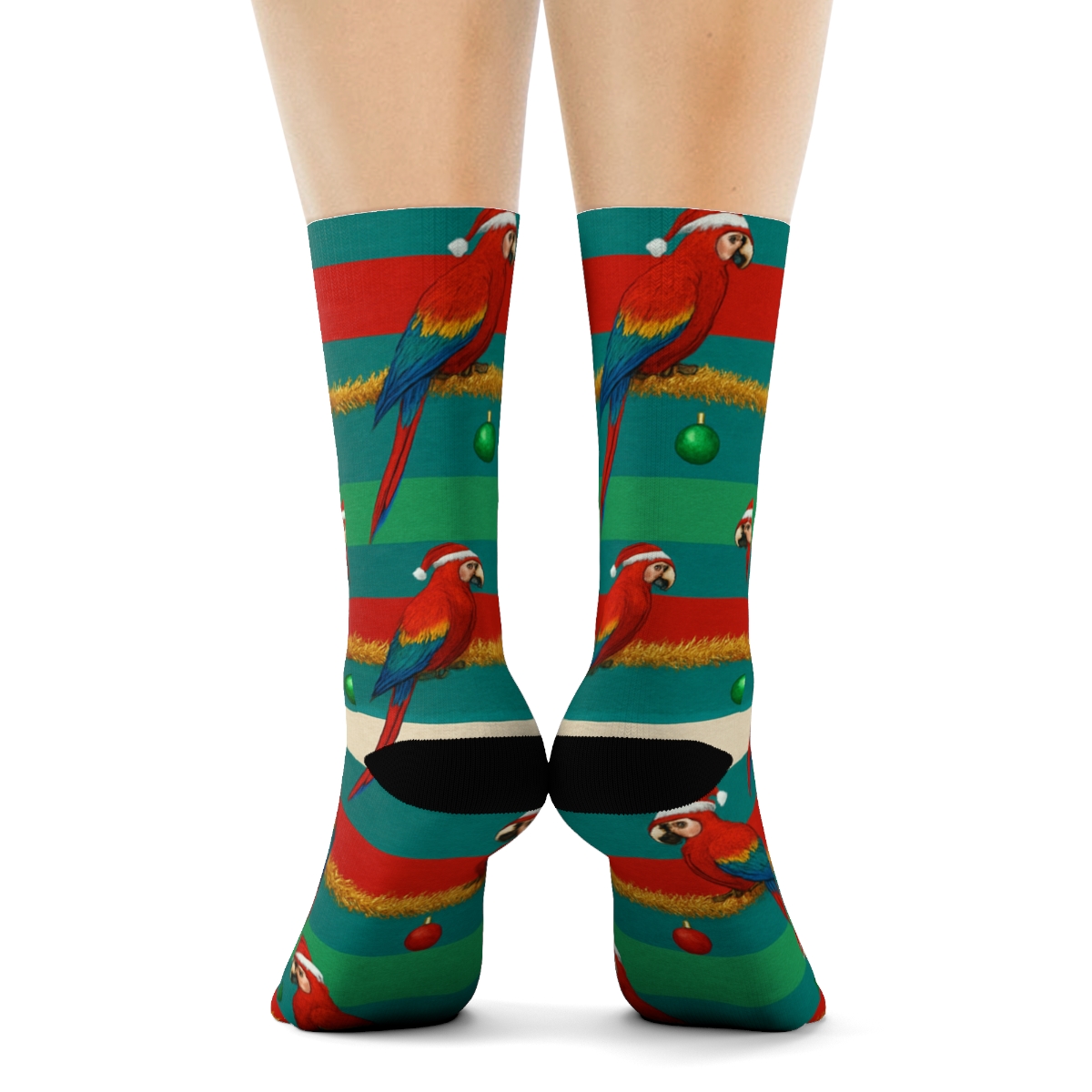 Parrot Tinsel Garland Stripes personalized crew socks