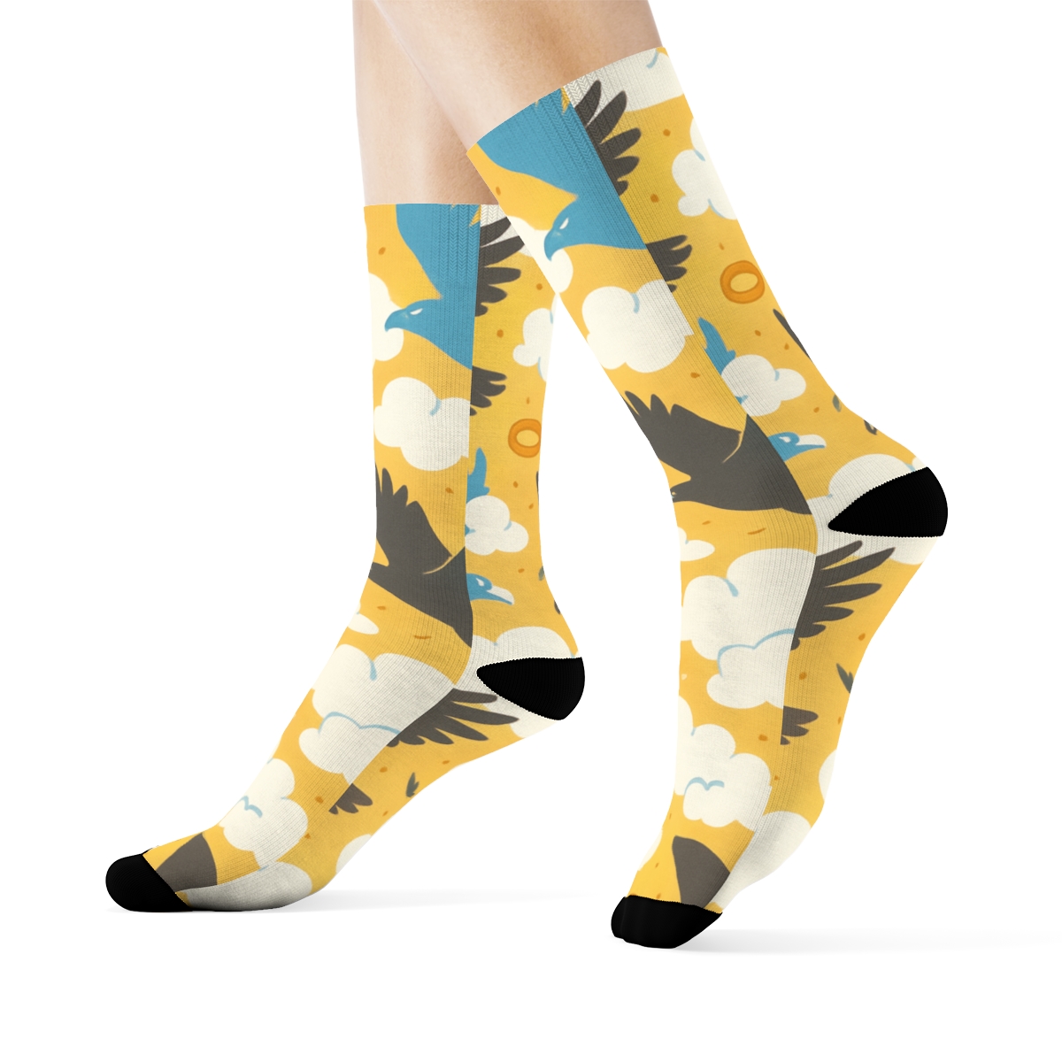 Sky Party Mosaic With Eagle Silhouettes stylish athletic crew socks