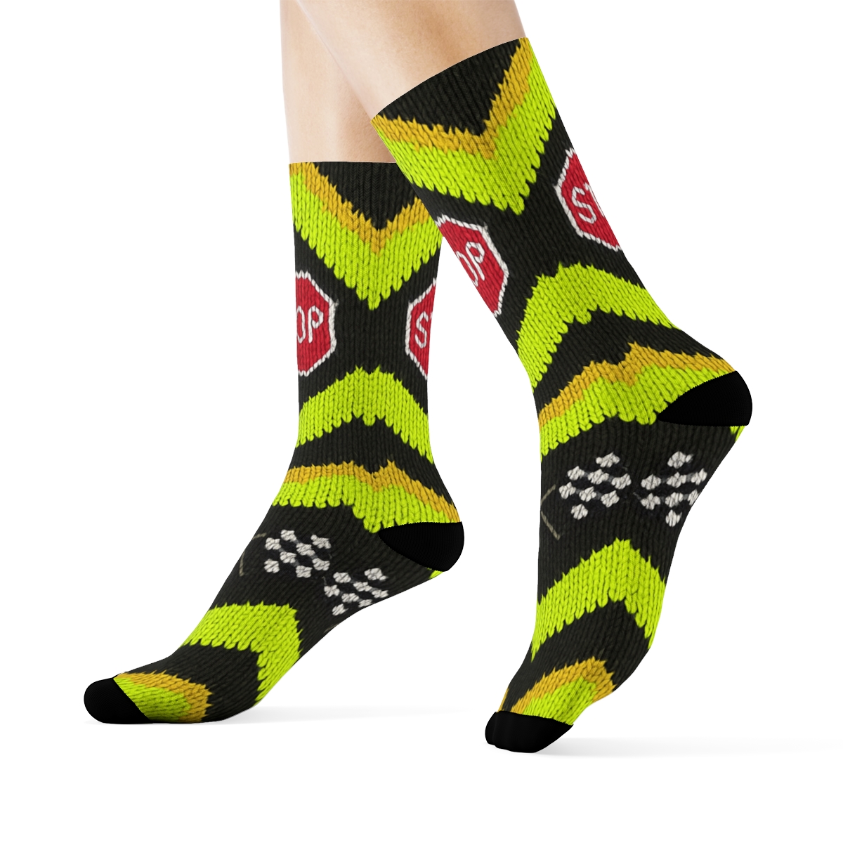Crossing Guard Chevron Knit Illusion premium sports crew socks