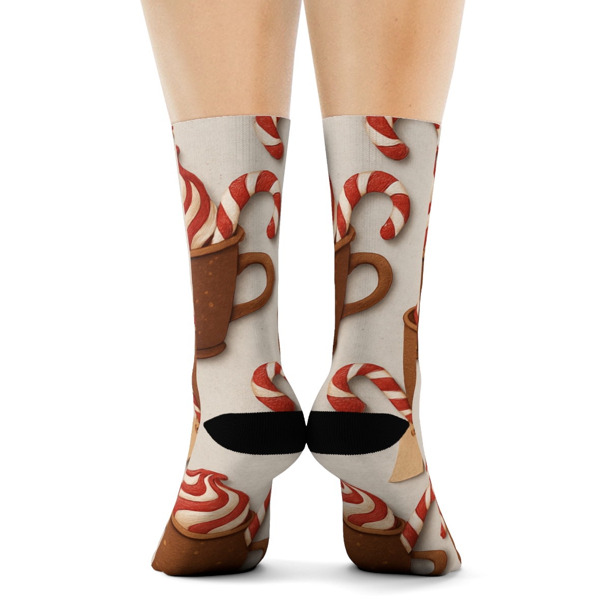 Candy Canes And Cocoa Mug Vignette Wrap Pattern custom crew socks
