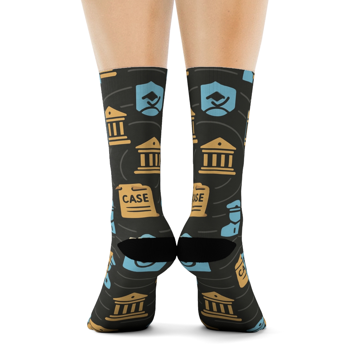 Courtroom Orbit With Probation Officer Motifs comfortable cotton crew socks