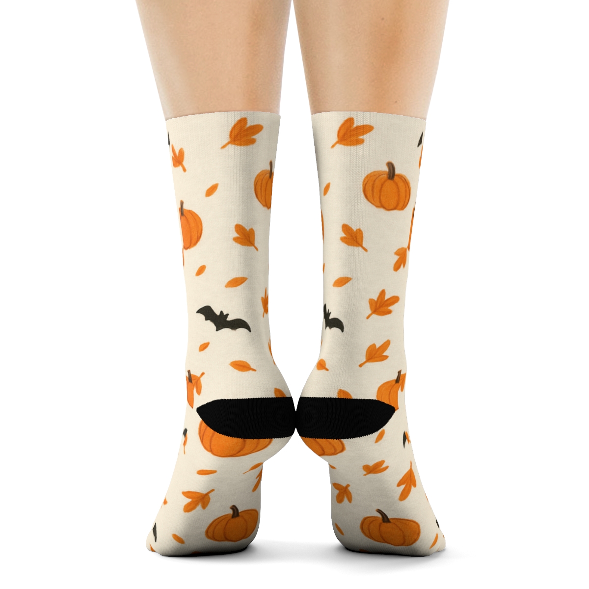 Pumpkin Scatter On Neutral Background premium sports crew socks