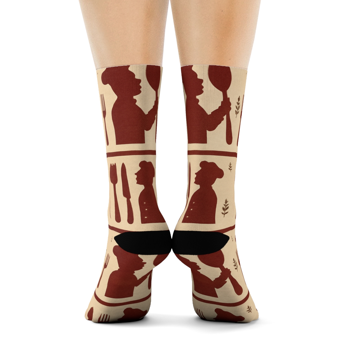 Recipe Cards With Chef Silhouettes In Burgundy stylish athletic crew socks