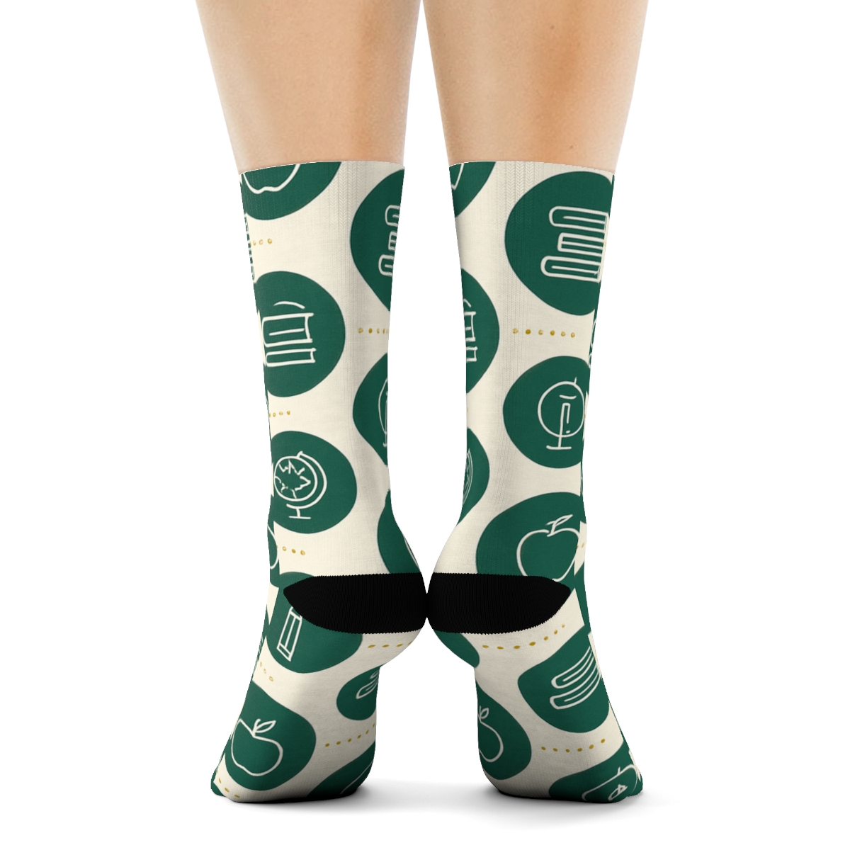Chalkboard Medallions With Teacher Icons trendy patterned crew socks