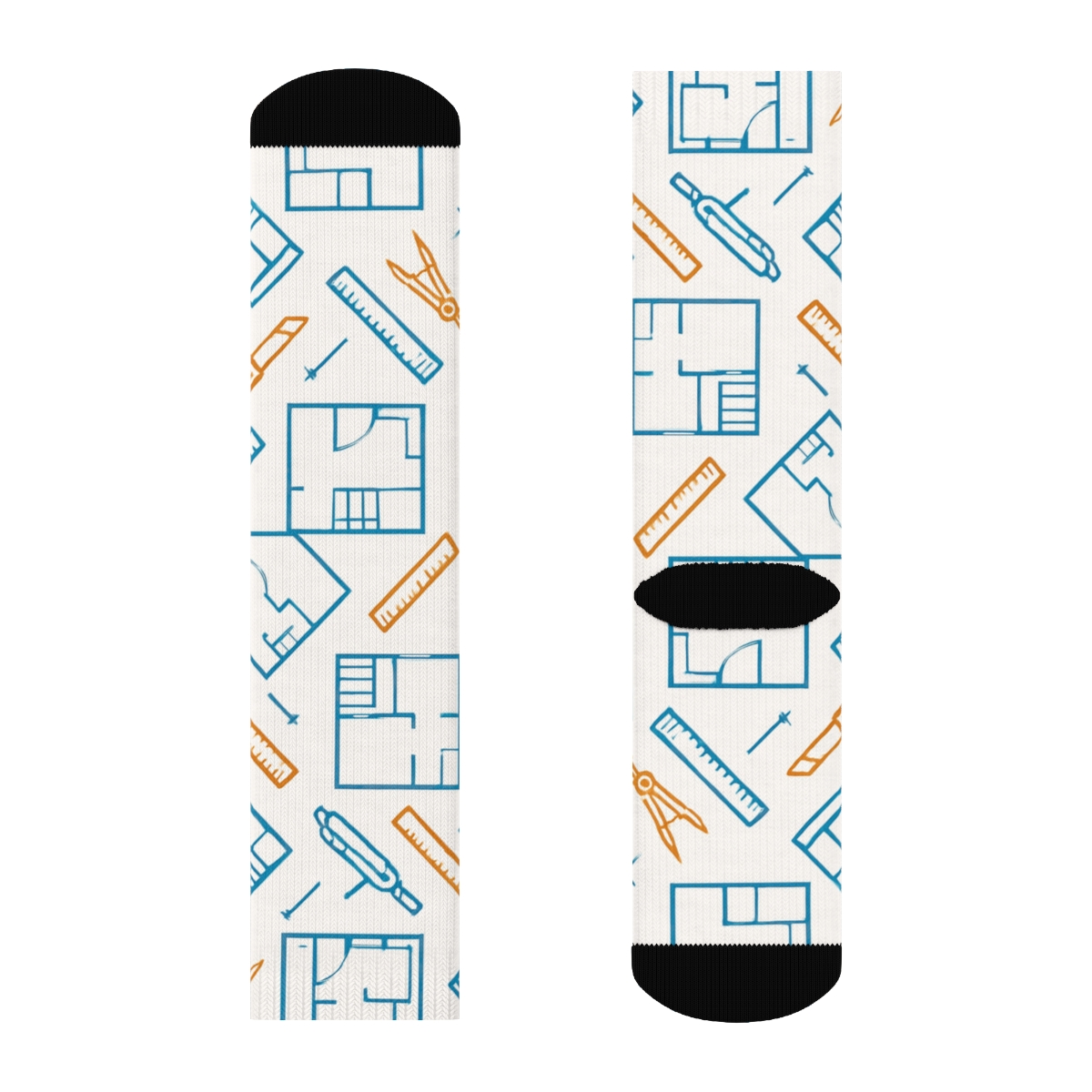 Blueprint Tiles With Architect Tools designer printed crew socks