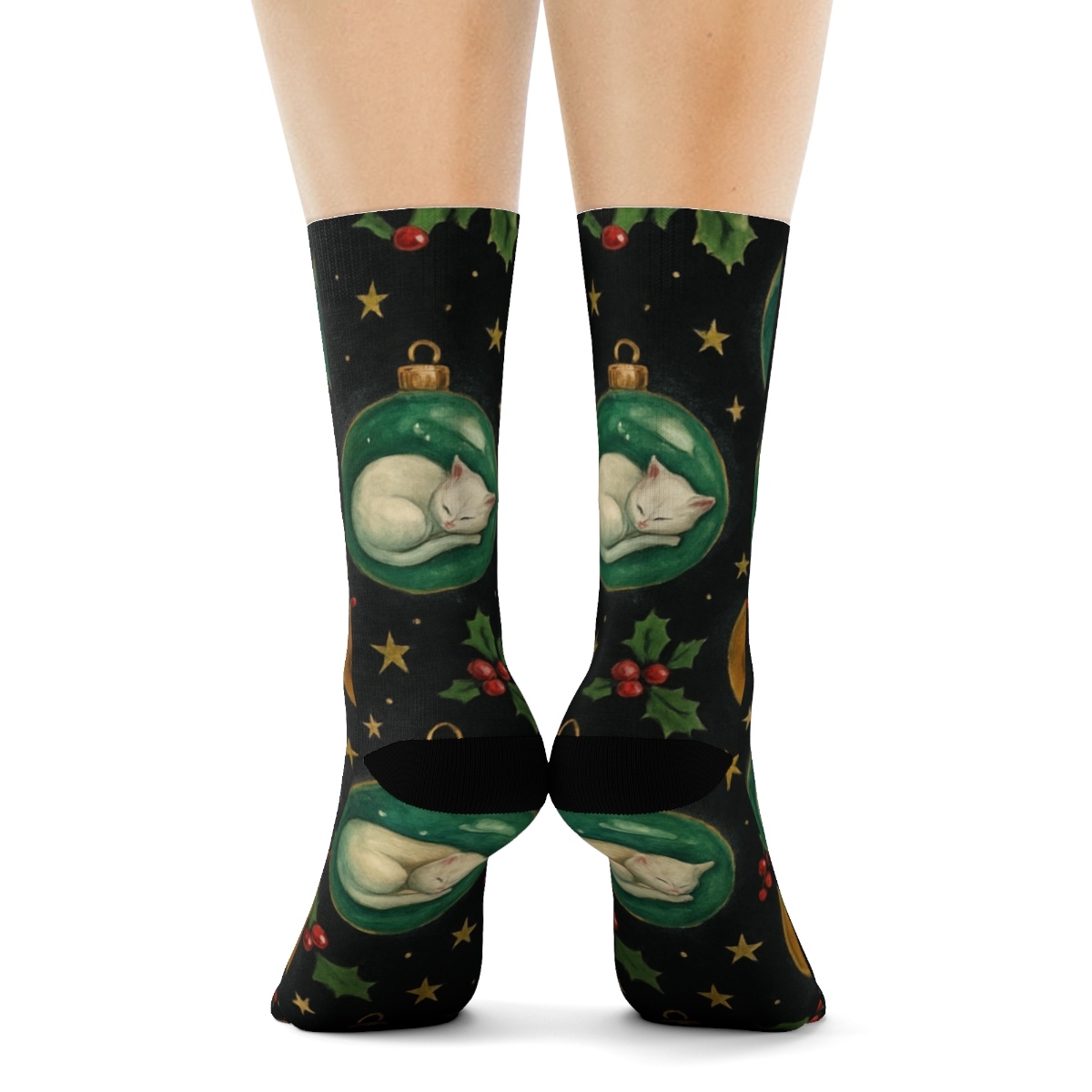 Midnight Ornament Cats Constellation soft everyday crew socks