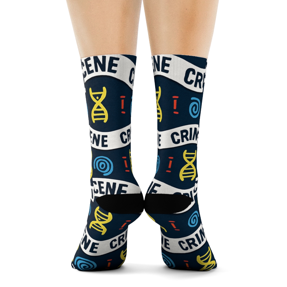 Forensic Scientist Crime Scene Tape Wave Grid stylish athletic crew socks