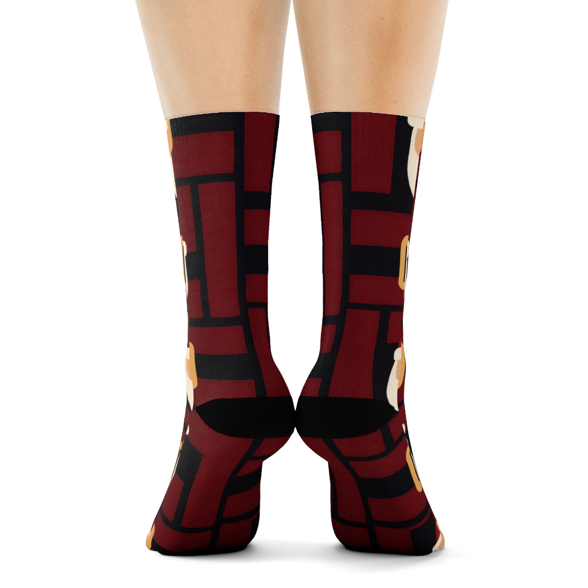 Belt And Buckle Border Santa Repeat premium sports crew socks