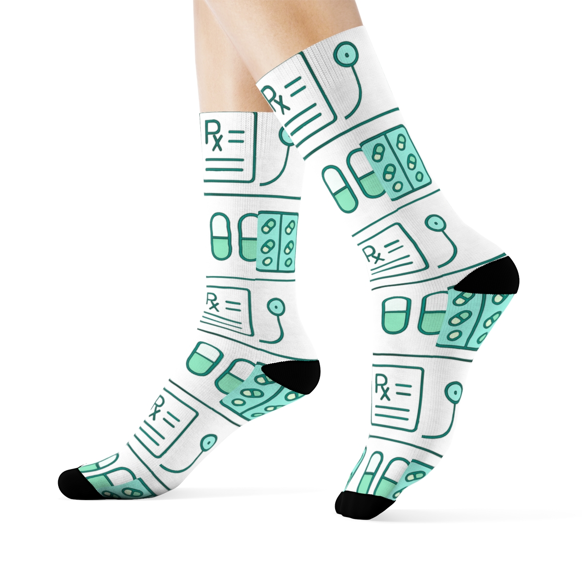 Prescription Bands With Pharmacist Shelf Rhythm designer printed crew socks