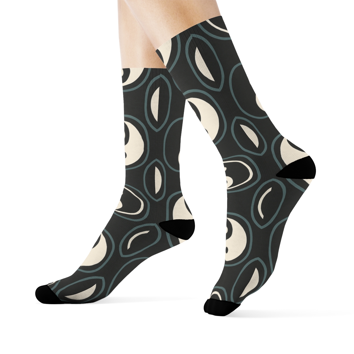Charcoal Minimal Teardrop Checker Weave unique graphic crew socksCharcoal Minimal Teardrop Checker Weave Crew Socks - Image 3