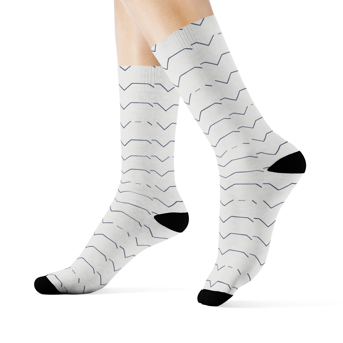 Fine Zig Step Pinband unique graphic crew socks