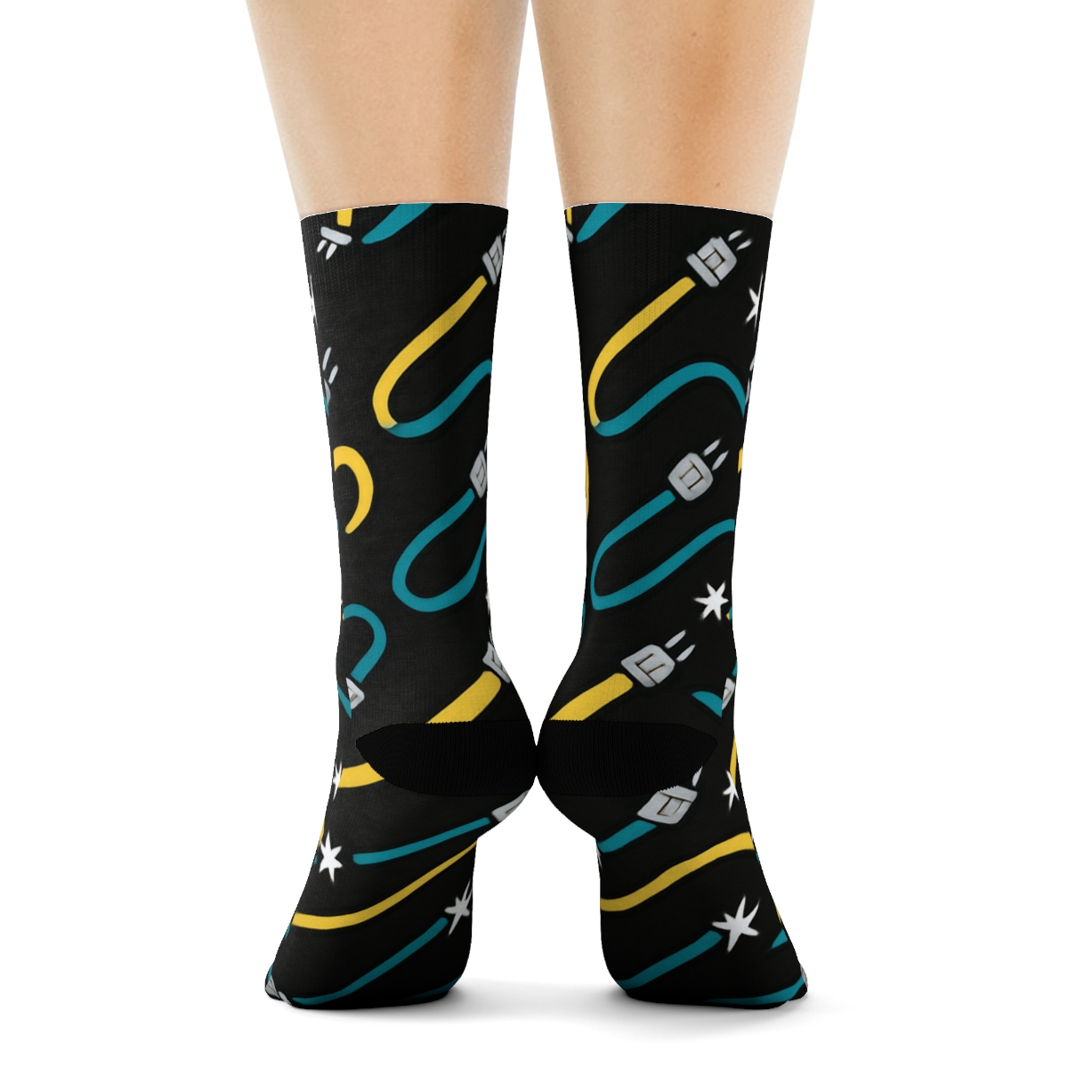 Electrician Voltage Cable Chevron stylish athletic crew socks