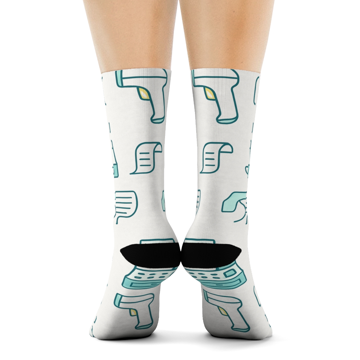 Barcode Scanner And Cashier Rhythm Bands trendy patterned crew socks