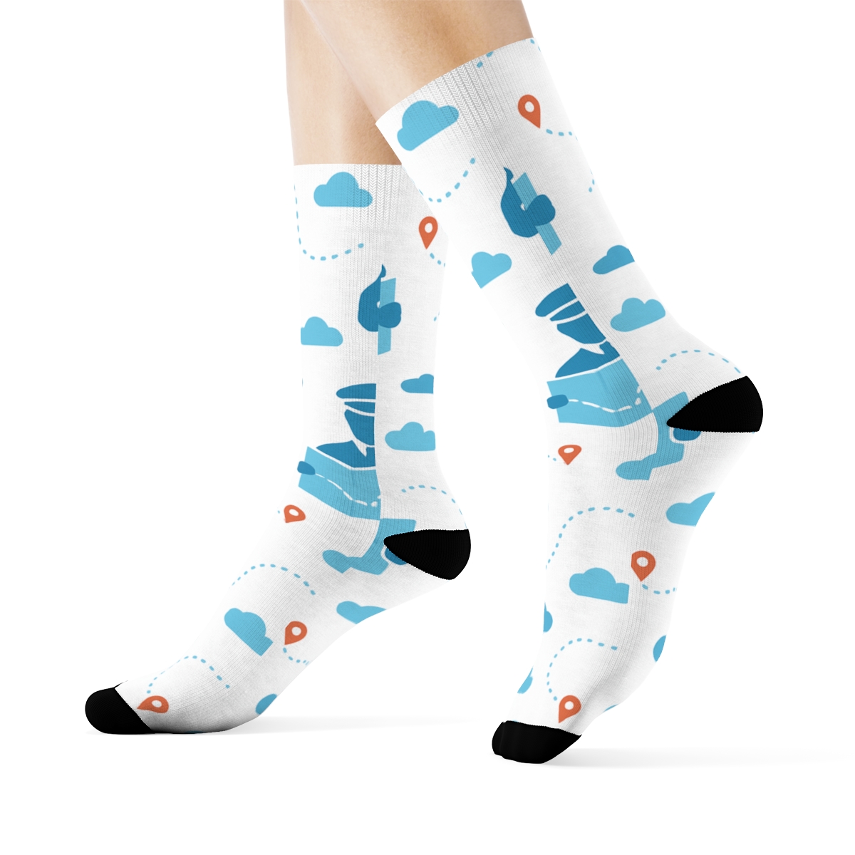 Cloud Chart With Pilot Motif trendy patterned crew socks