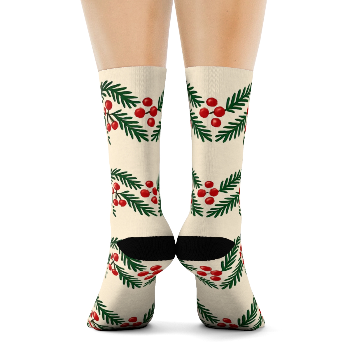 Merry Garland Border Holiday Design custom crew socks