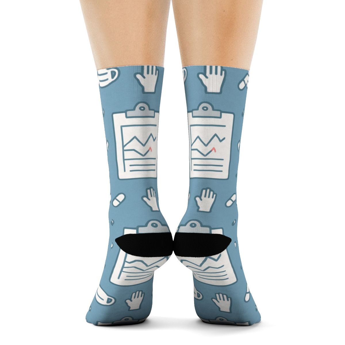Clipboard Grid With Calm Nurse Icons unique graphic crew socks