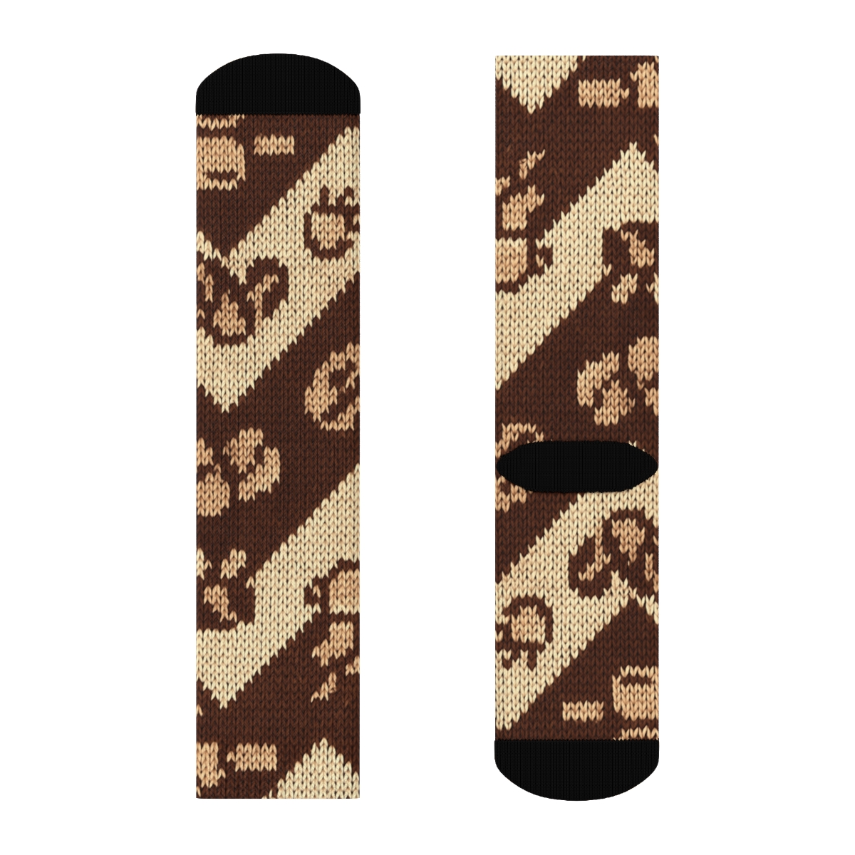 Barista Bean Chevron On Cream Field designer printed crew socks