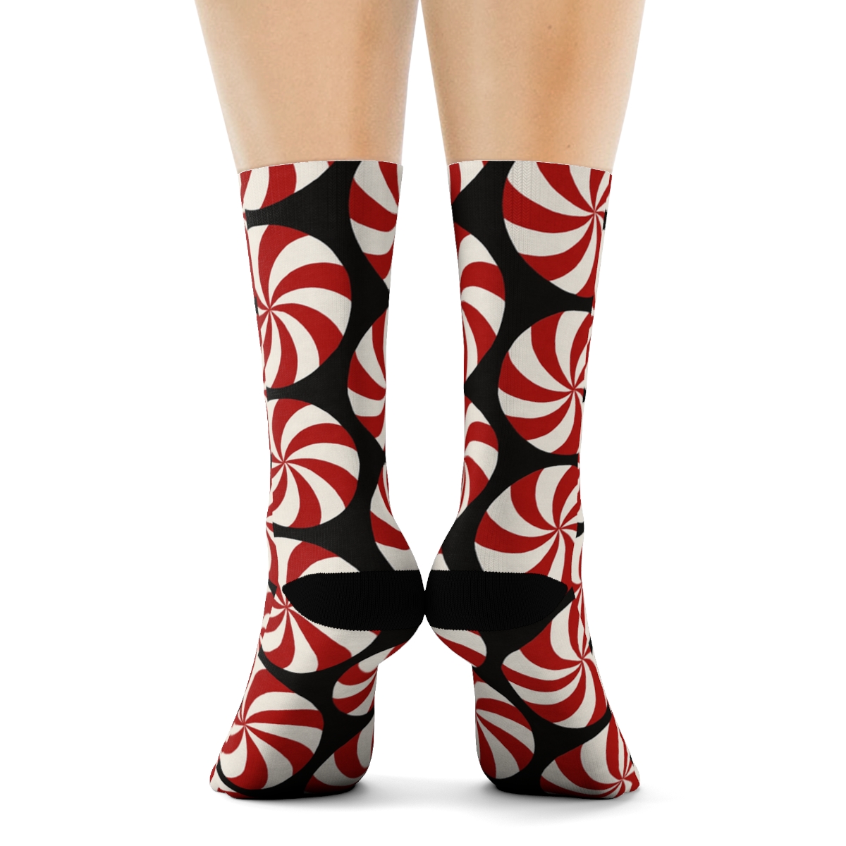 Peppermint Spiral Holiday trendy patterned crew socks