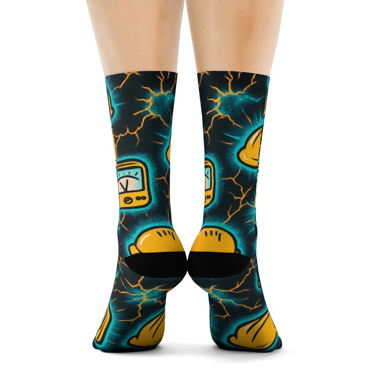 Voltage Halo Pattern For Night Shift Electrician premium sports crew socks