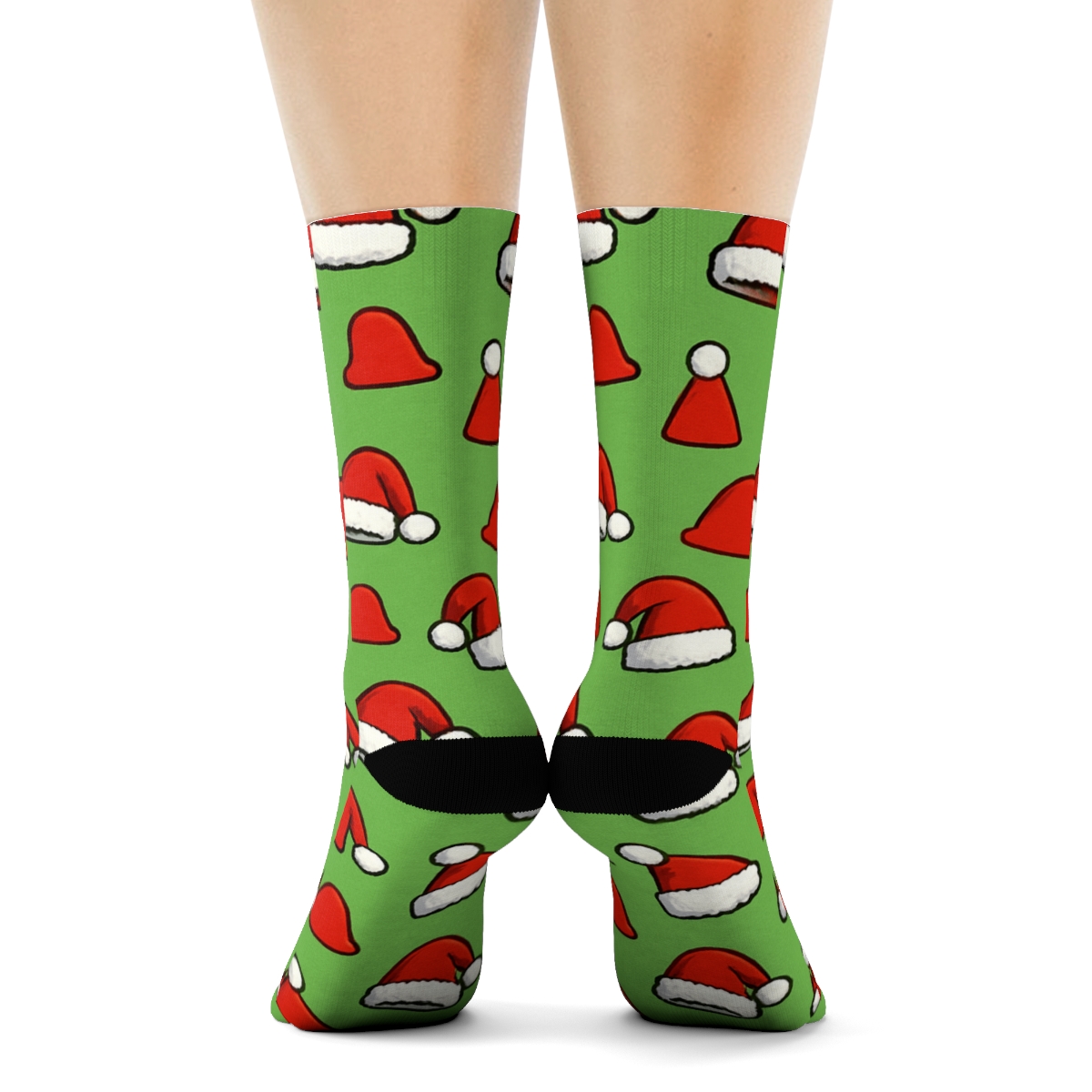 Santa Cap Xmas Polka Dots comfortable cotton crew socks