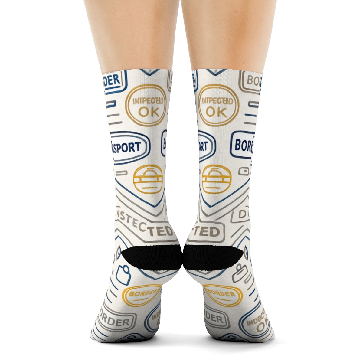 Passport Stamp Chevron With Customs Officer Detail premium sports crew socks