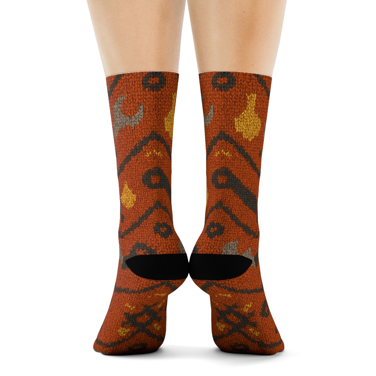 Knitted Mechanic Gearwave Pattern unique graphic crew socks