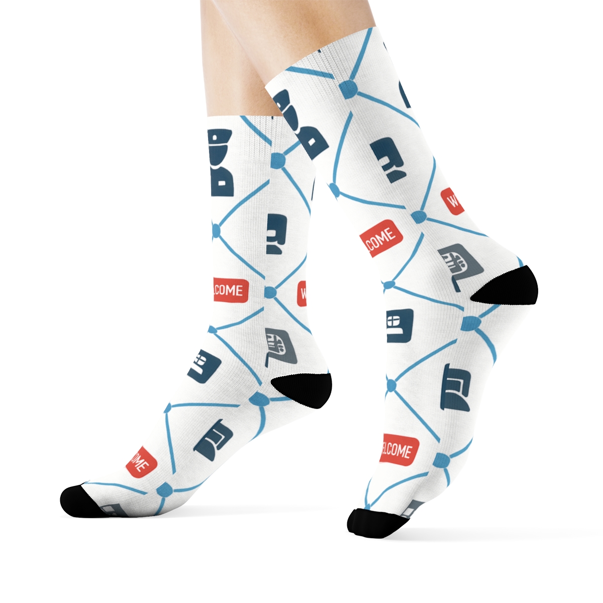 Airport Lattice With Immigration Officer Silhouettes stylish athletic crew socks