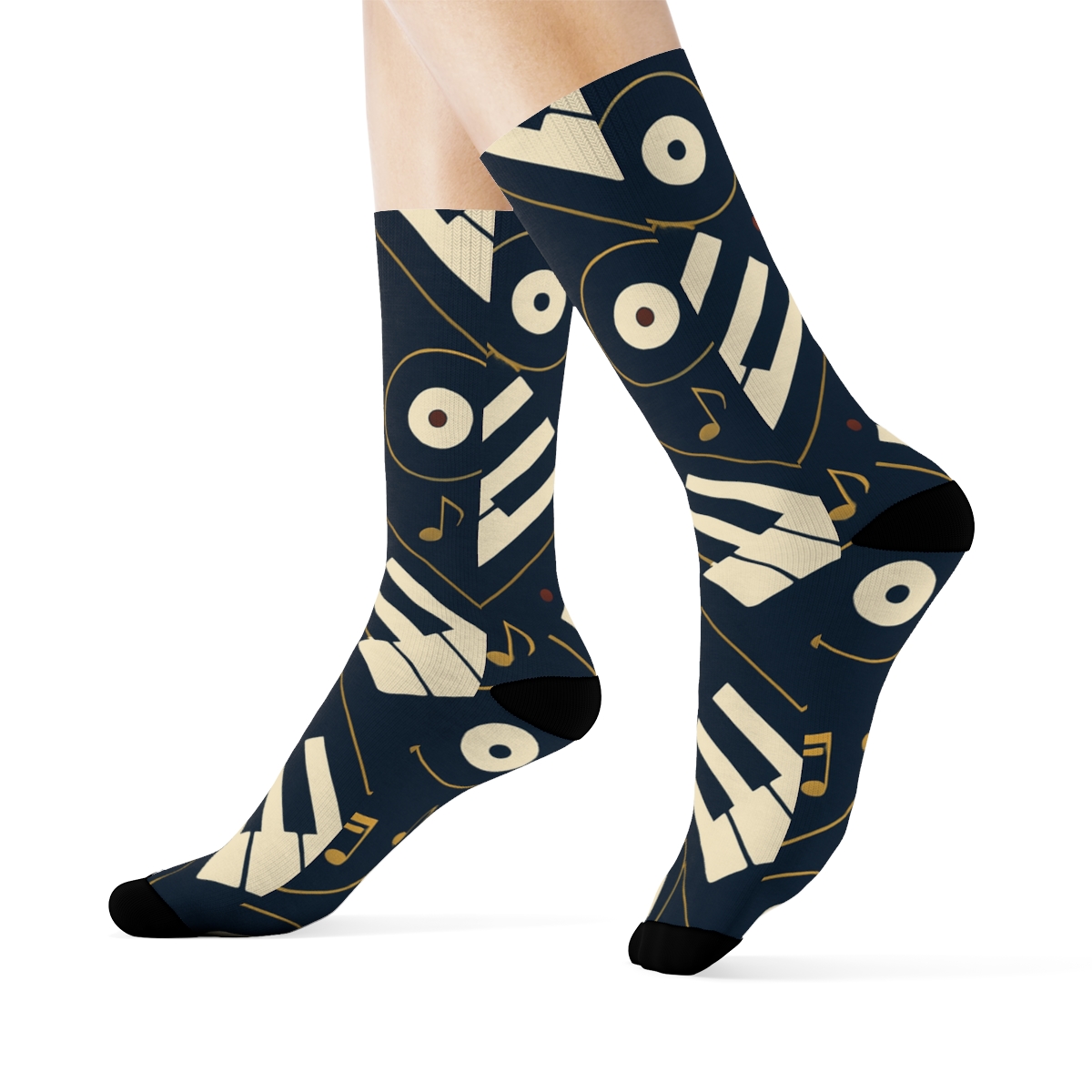 Piano Keys In Musician Chevron designer printed crew socks