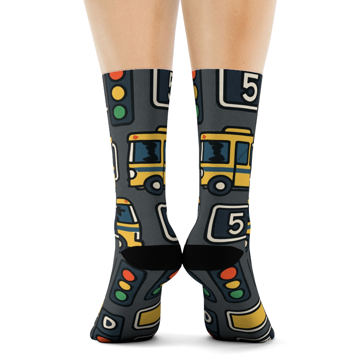 Bus Driver Night Route Grid unique graphic crew socks