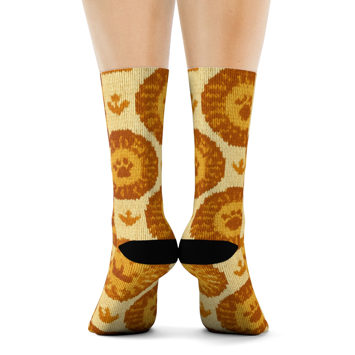 Knitted Mirage Lion Mane Medallion Tiles unique graphic crew socks