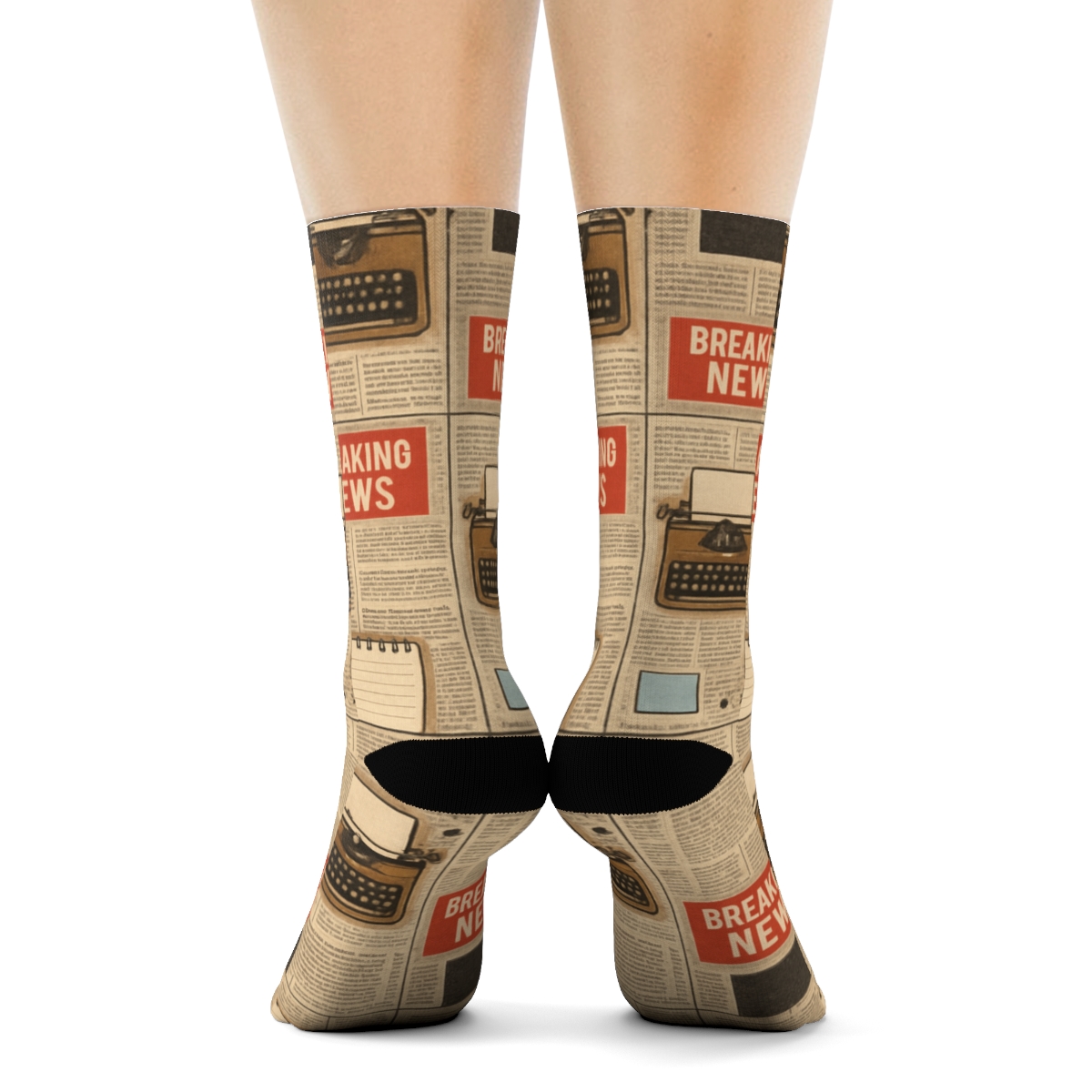 Journalist Newsprint Collage Lattice stylish athletic crew socks