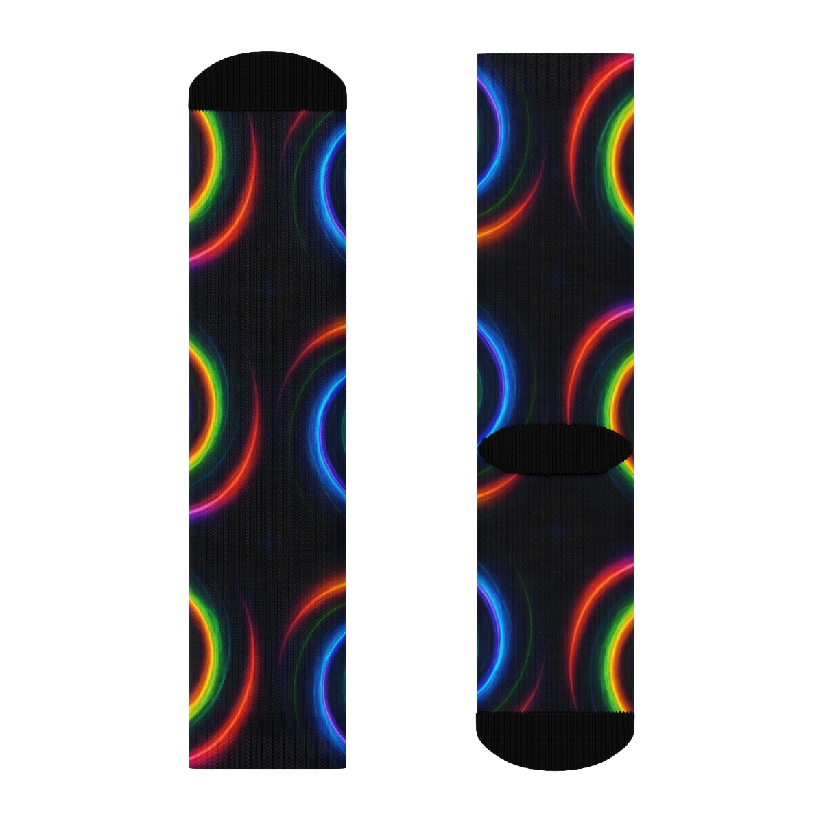 Spiral Whorl Grid On Black Field custom crew socks