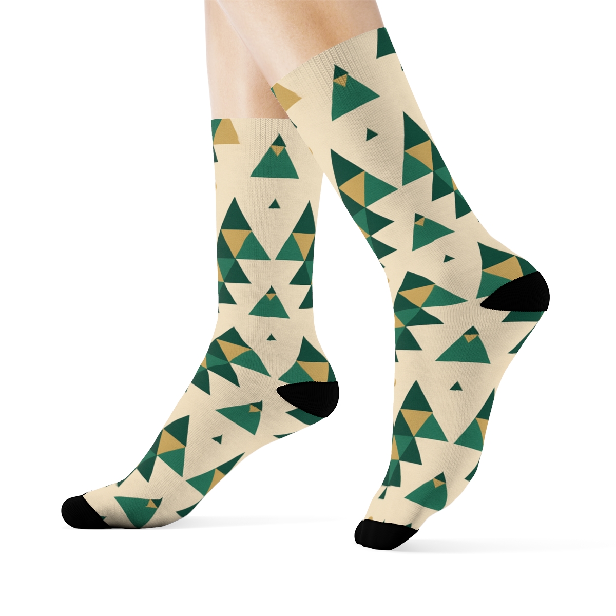 Pine Tree Mosaic Holiday custom crew socks