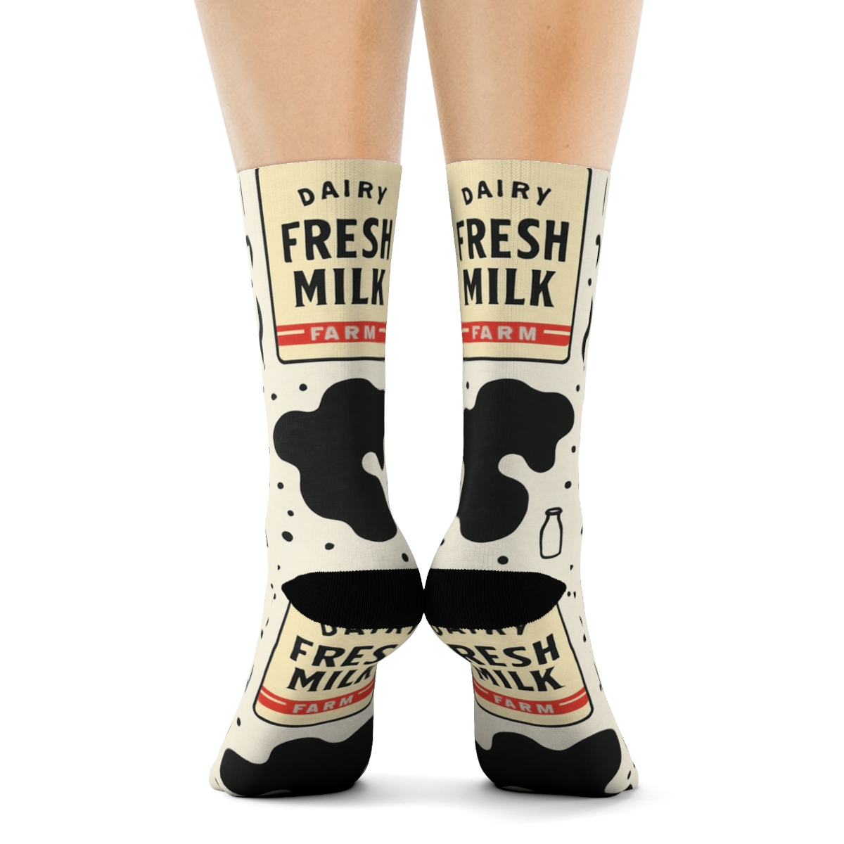 Retro Dairy Label Spot Panels premium sports crew socksRetro Dairy Label Spot Panels Crew Socks - Image 4