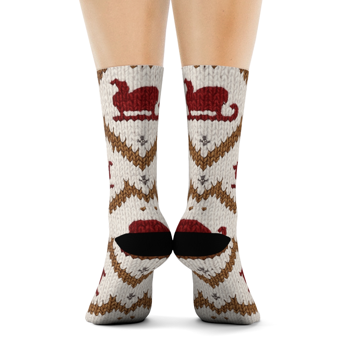 Knitted Runner Motif With Sleigh comfortable cotton crew socks