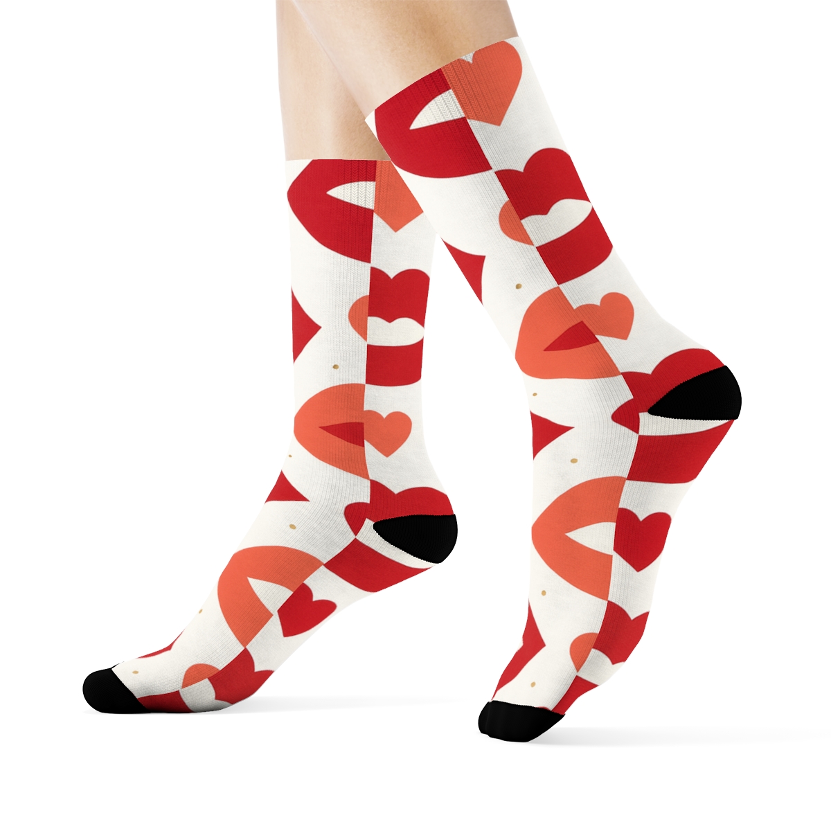 Modern Minimalist Lip Silhouettes With Valentines Accent custom crew socks
