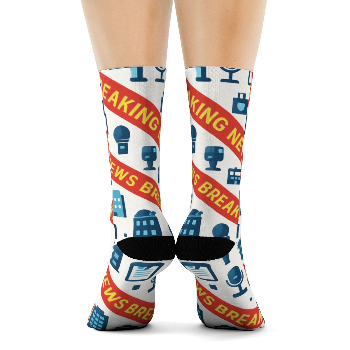 Reporter Skyline News Grid unique graphic crew socks