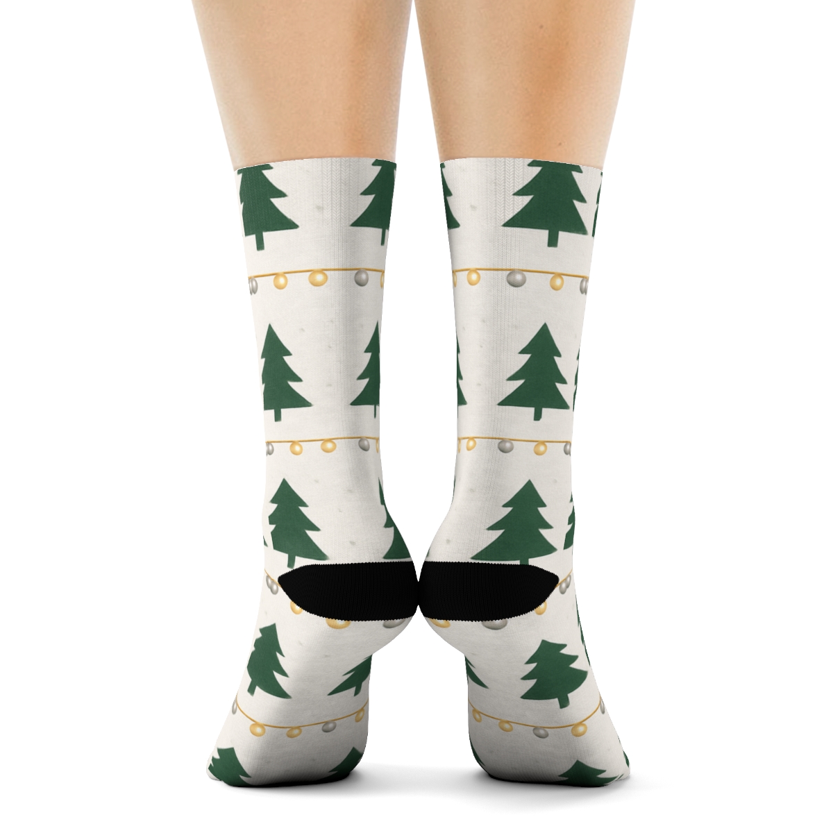 Twinkling Garland Bands With Christmas Tree Motifs comfortable cotton crew socks