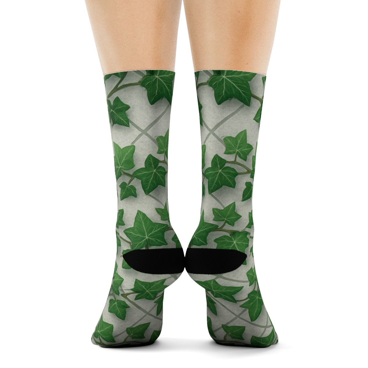 Dewdrop Ivy Trellis Bands On Stone Gray comfortable cotton crew socks