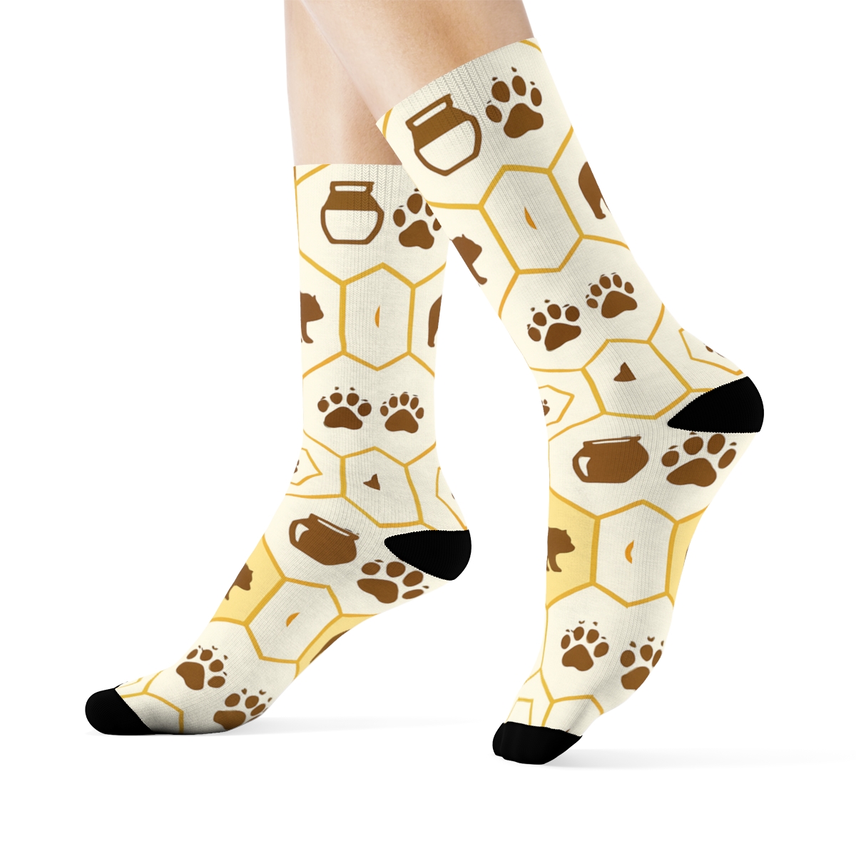 Honeycomb Lattice With Bear Silhouettes stylish athletic crew socks