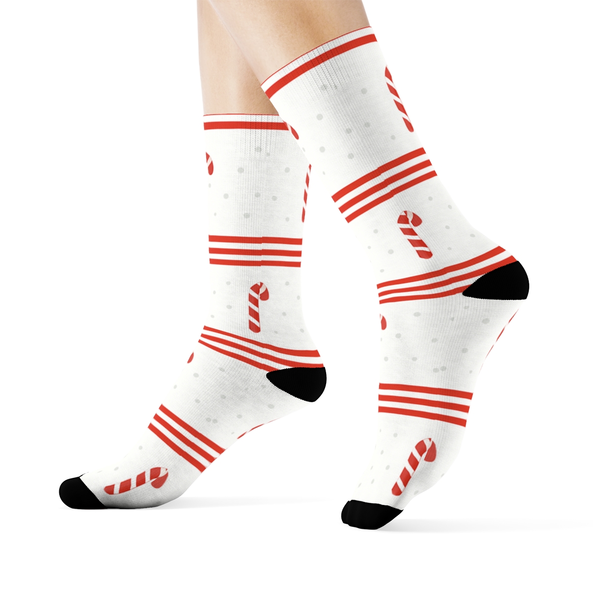 Minimal Candy Canes Stripe Interrupt Bands On White premium sports crew socks