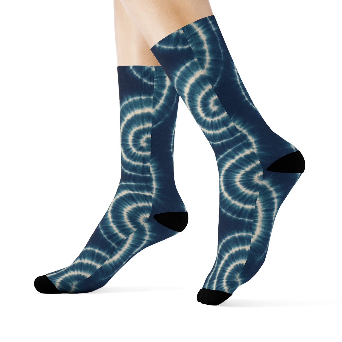 Spiral Whorl Grid On Indigo Field stylish athletic crew socks