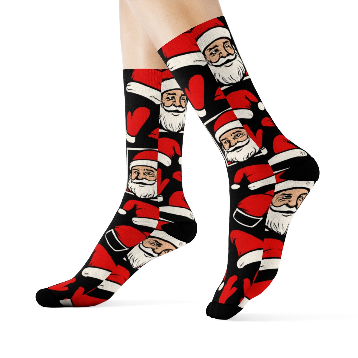 Pop Art Collage With Santa Chimney Moments personalized crew socks
