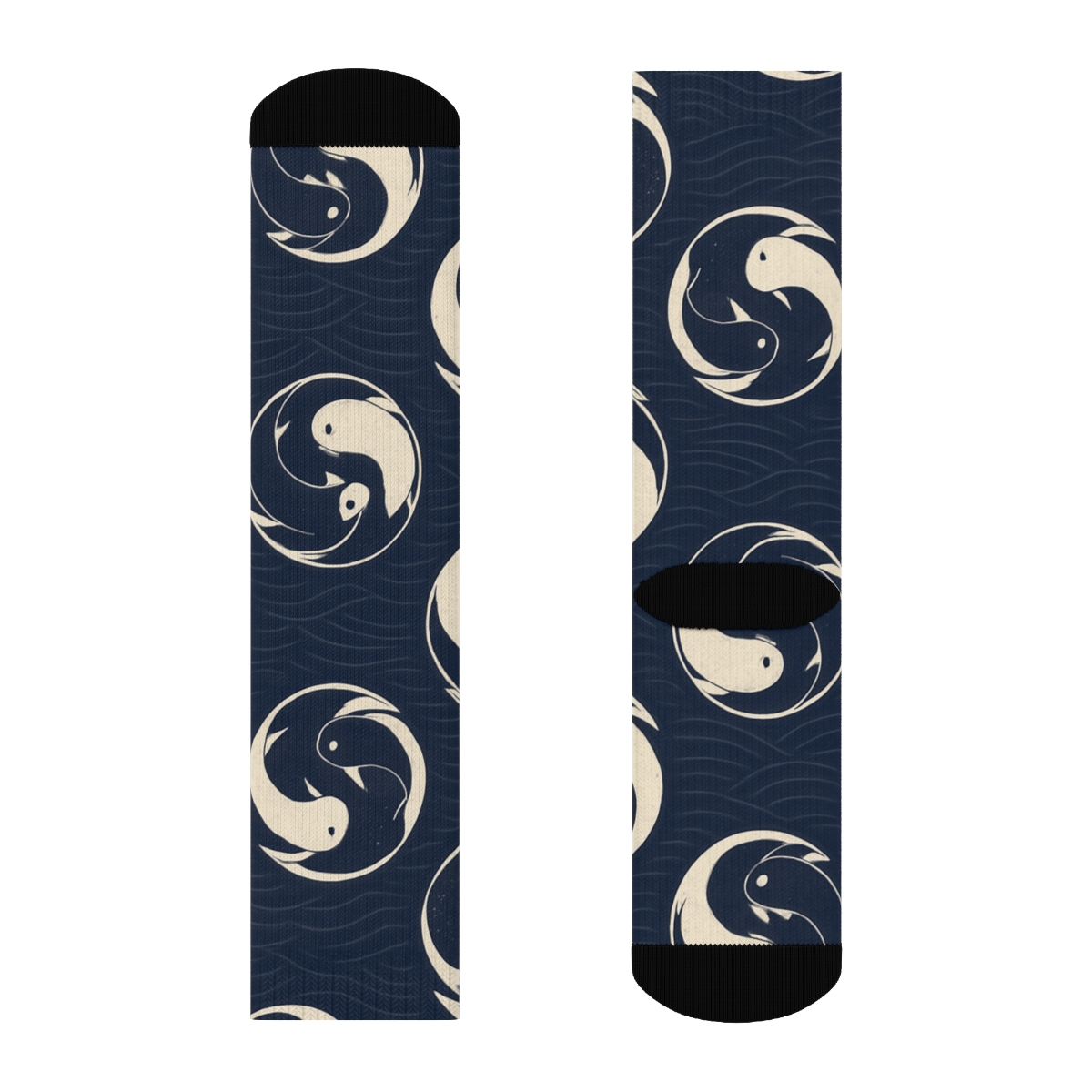Indigo Koi Duality Spiral Tiles stylish athletic crew socks