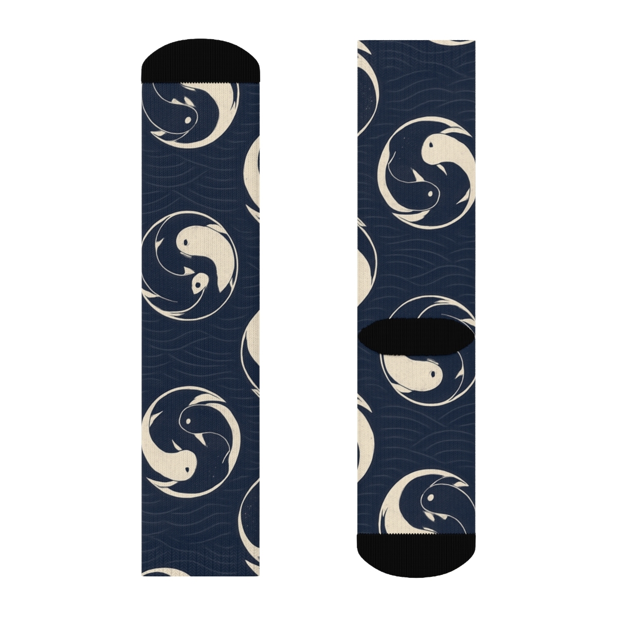 Indigo Koi Duality Spiral Tiles stylish athletic crew socks