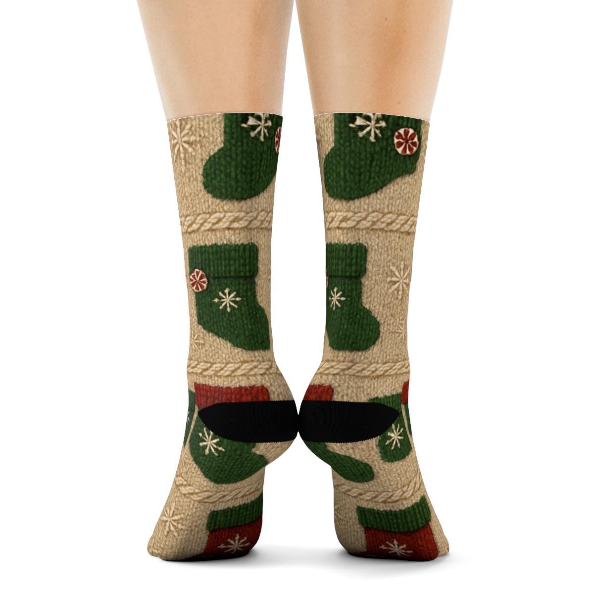 Knit Illusion Stockings Grid, Christmas Edition personalized crew socksKnit Illusion Stockings Grid, Christmas Edition Crew Socks - Image 4