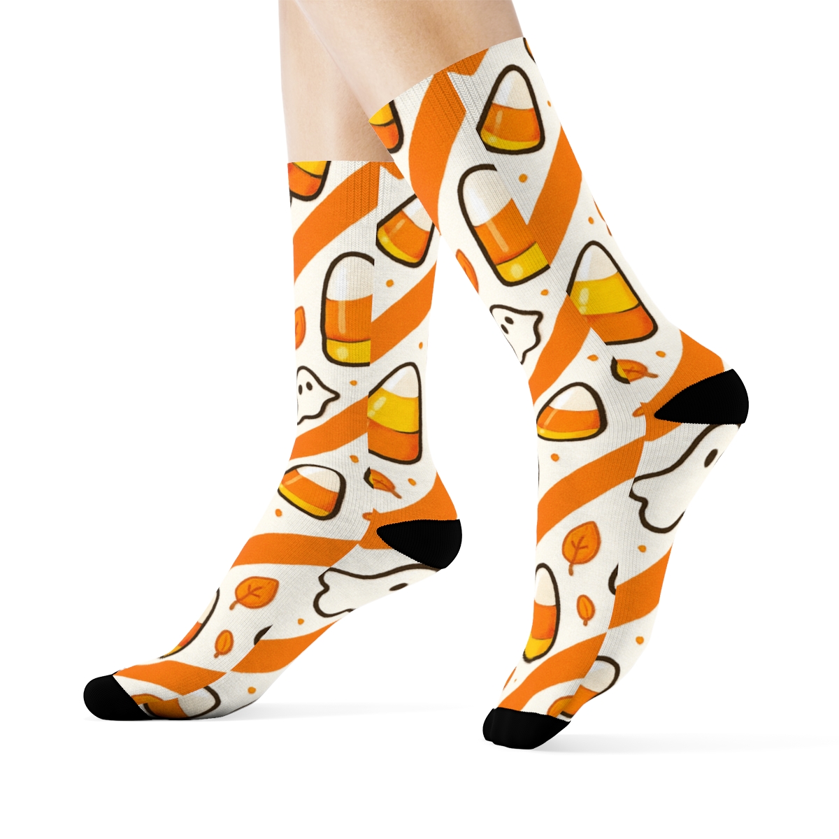 Candy Corn Chevron On White Background comfortable cotton crew socks