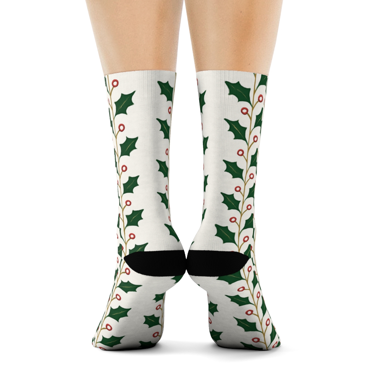 Holly Garland Vertical Vine Stripe custom crew socks