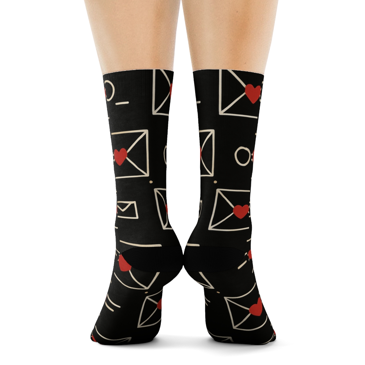 Modern Minimalist Graphic Pattern With Valentines Love Letter Envelope Accents stylish athletic crew socks